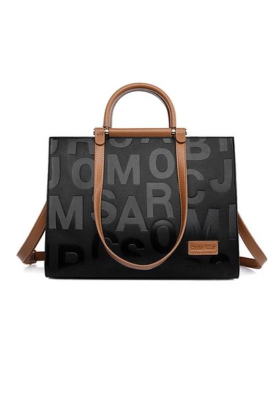 Go Veform Geantă de mână și umăr pentru femei cu imprimeu elegant în relief - neagră WB10058