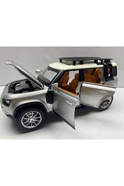 Hepsilazım Land Rover Defender Metal Araba 23 Cm Sesli Işıklı Kapılar Bagaj Kaput Açılır Oyuncak Demir Araç