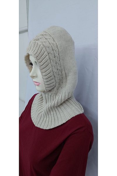 SpecialScarf Hijab Fashion Knitwear BALAKLAVA BEANIE SHAL HEAD BEIGE COLOR