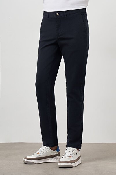 Morven Pantaloni chino cu buzunare laterale din bumbac bleumarin pentru bărbați