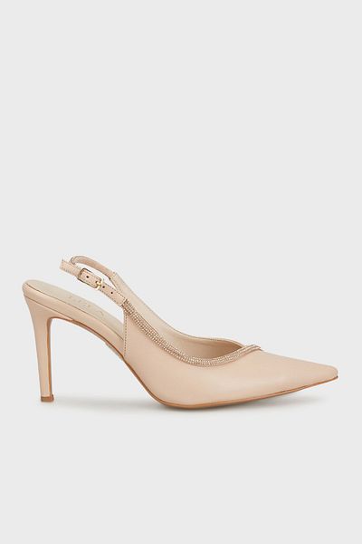 Lela Stone Detailed Pointed Toe Heeled Shoes - SHOES3472681984