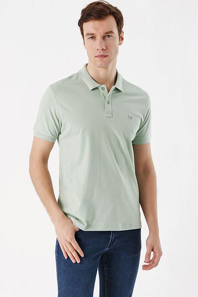 Morven Ανδρικό Aqua Green Basic απλό 100% βαμβακερό μπλουζάκι με κοντό μανίκι πόλο με λεπτή εφαρμογή