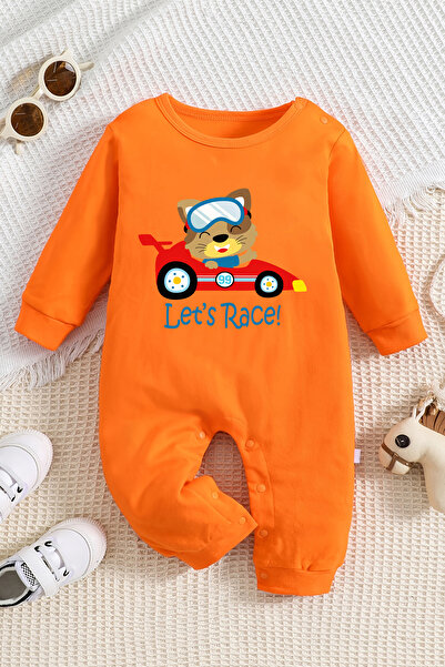 ADABEBEK New Season Baby Jumpsuit with Racing Time Print - 22219 with Snaps f...