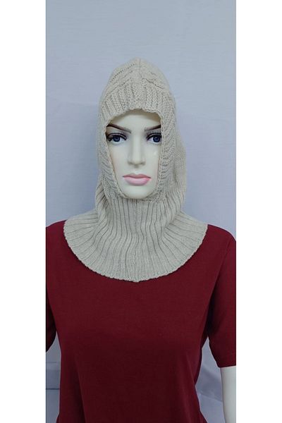SpecialScarf Hijab Fashion Knitwear BALAKLAVA BEANIE SHAL HEAD BEIGE COLOR