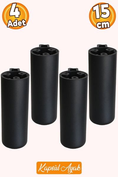Badem10 Capsula Bohemian (PREMIUM) Negru 15 Cm Mobilier Canapea Fotoliu Baza Inalta Picior Picioare 4 Buc