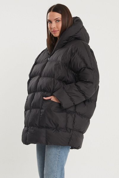 Generic Brand Women's Hooded Oversize Black Puffer Coat