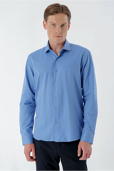 Morven Cămașă Blue Shamre Trend Slim Fit pentru bărbați