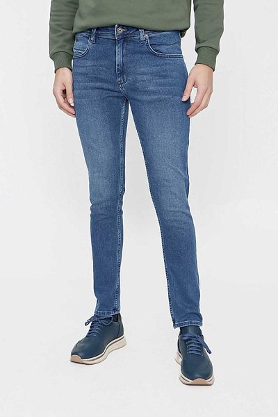 Morven Men's Blue Casandra Slim Fit Slim Fit 5 Pocket Trousers