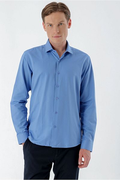 Morven Cămașă Blue Shamre Trend Slim Fit pentru bărbați