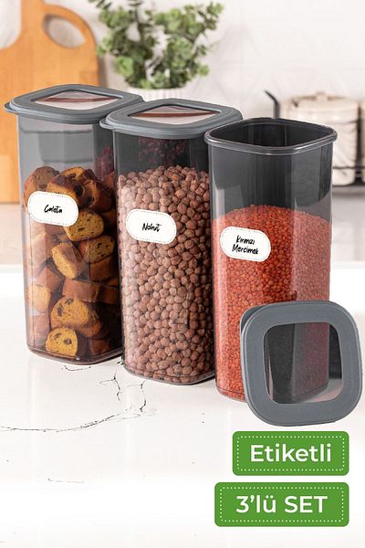 Vienev Square Food Storage Container with Foly Label Set of 3 Large Size 3x (1.75 LITER)
