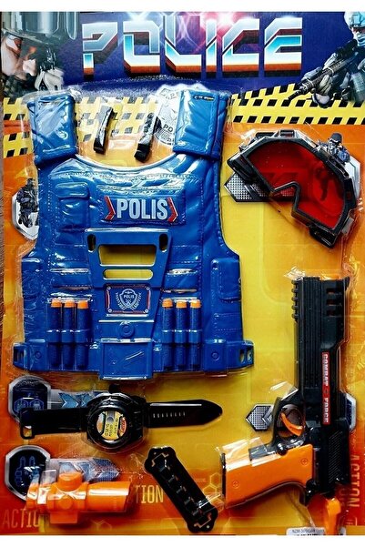 Hepsilazım Can Yelekli Polis Seti 14 Parça Oyuncak Koruma Gözlüğü Nerf Mermili Saat Dürbün