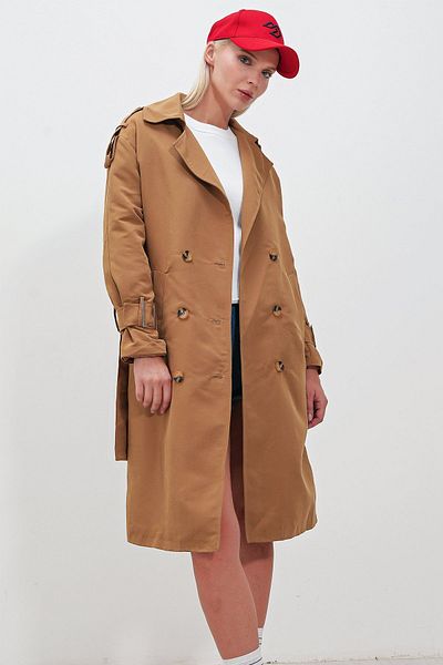 HAKKE Belted Oversize Trench Coat - Wide Cut