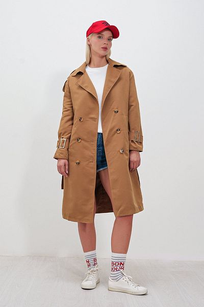 HAKKE Belted Oversize Trench Coat - Wide Cut