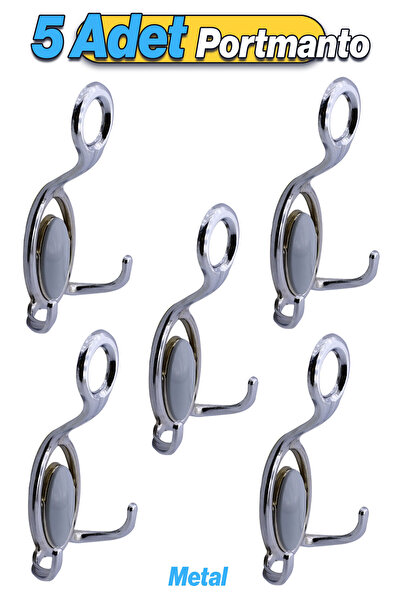 Badem10 İlknur 5 Adet Portmanto Vestiyer Duvar Askısı Metal Dolap Elbise Askı...