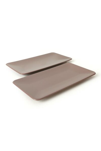 Keramika Mat Açık Taupe Siera Kayık Tabak 33 Cm 2 Adet