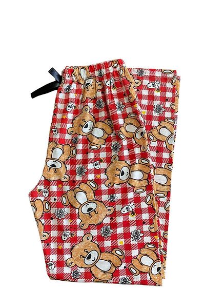 UygunHep Red Patterned Women's Cotton Comfortable Pajama Bottoms