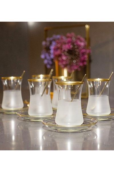 sudeka Niche Gold Tea Set for 6 People - 12 Pieces