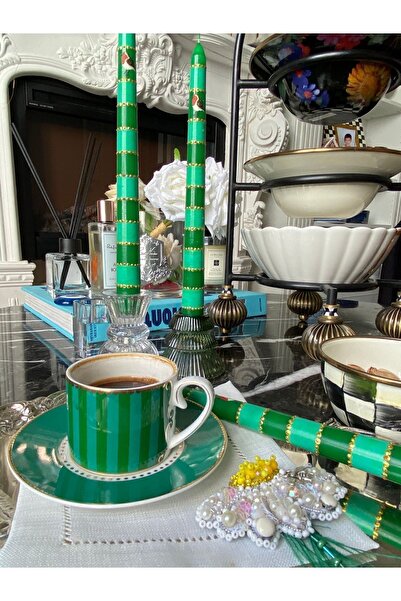 Handmade 2 adet şamdan mumu pip love birds green serisiyle uyumlu mum