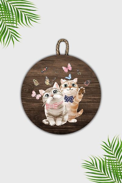 Dormot Home Modern Wooden Door Ornament - Hi Cat and Cat Door, Outdoor Door Ornament