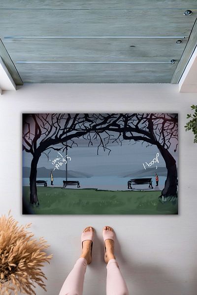 Dormot Home Leyla and Mecnun Modern Digital Printed Mat - Door Onu Replik Mat