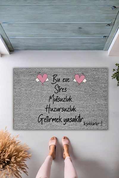 Dormot Home Gray Digital Printed Mat - This Home Is Prohibited Stress, Unhappyness and Restlessness - Door Him Mat