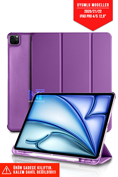 Nezih Case Ipad Pro 4. Nesil 5.nesil 2020/21/22 12.9 Katlanabilir Kalem Bölmeli Smart Standlı Akıllı Kılıf
