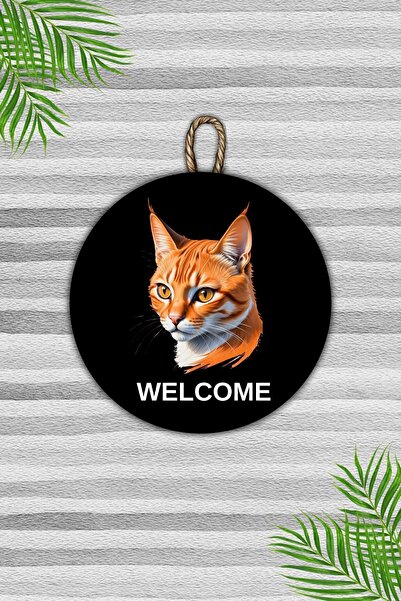 Dormot Home Черна котка и котешки мотив на модерна дървена украса за врата - ...