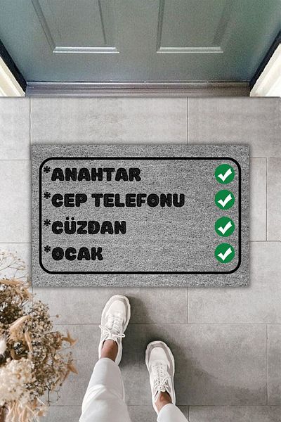 Dormot Home Modern Gray Digital Printed Mat - Reminder Mat - Door Mat