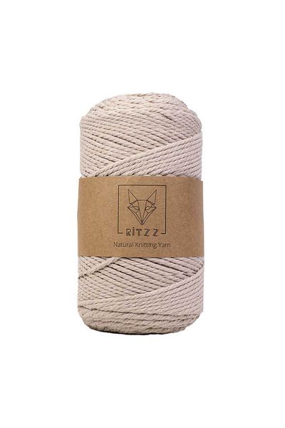 Ritzz Βαμβακερό σχοινί 2mm 3 Twist Beige (250G)