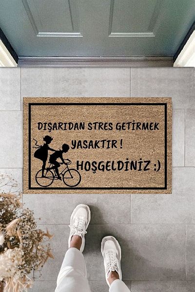 Dormot Home Modern Printing Bicycle Relieving Stress Forbidden Doorstep Mat 70x45cm