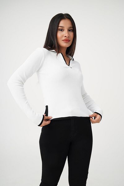 Hipo Trend White Thin Knitwear Sweater - Color Transitioning Edge
