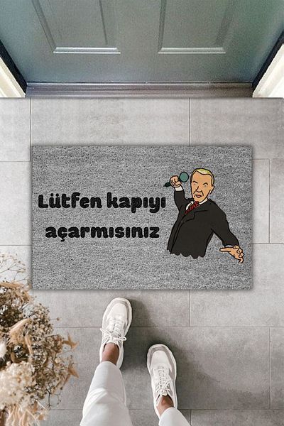 Dormot Home Gray Digital Printed Modern Door Mat - Please Open the Door? Mat - Door Mat