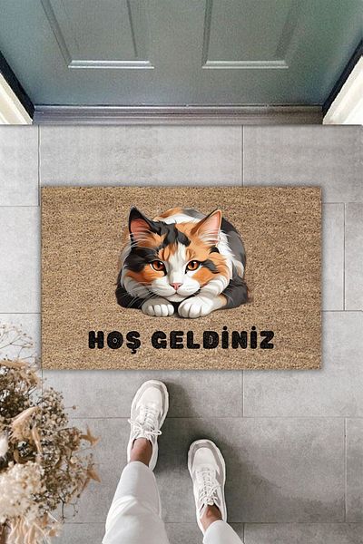 Dormot Home Sweet Brown Cat Printed Floor Mat - Modern Digital Cut