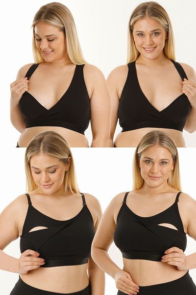 par lingerie pl Set de 4 bustiere pentru alăptare HG0066 negru-negru
