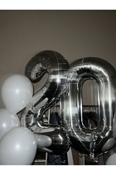 Lema Store gümüş 20 yaş rakam balon 100 cm