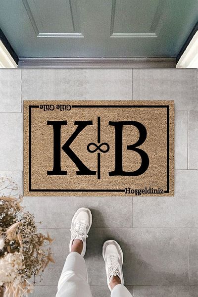 Dormot Home Modern Doormat - Capital Letters Infinity Themed Welcome - Personal Design Doormat