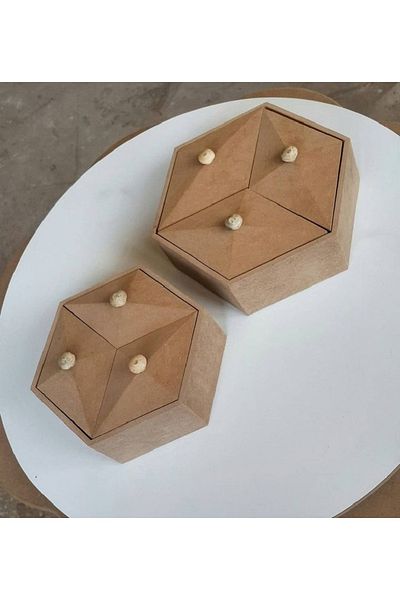 Altınyapı Hobi Market Raw Mdf Large and Small Three Lid Boxes
