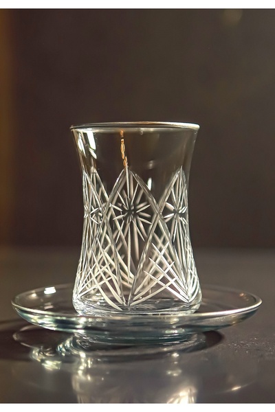 sudeka 61 Parça 12 Kişilik Dantel El Dekor Kristal Kesme Gümüş Cam Su Takımı