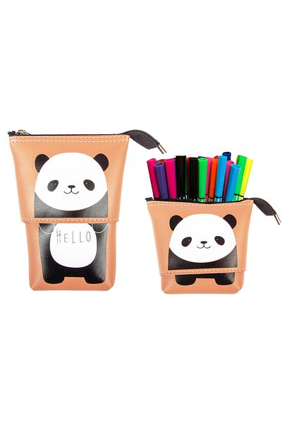 FLY COLOR Beige Colored Bear Patterned Cute Leather Pen Holder - Size Adjustable