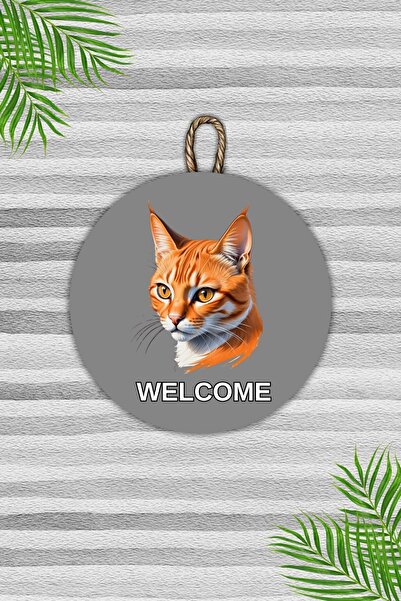 Dormot Home Μοντέρνο γκρι στολίδι με μοτίβο γάτας και γάτας - Ξύλινο στολίδι ...