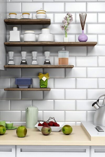 Dormot Home Modern Ceviz Rengi Ahşap 4'lü Set Çok Amaçlı Salon Duvar Rafı