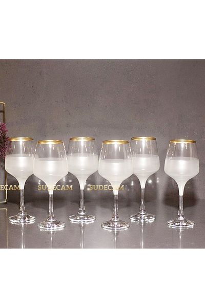 sudeka 6 Piece Niche Gold Glass Goblet and Soft Drink Glass Set