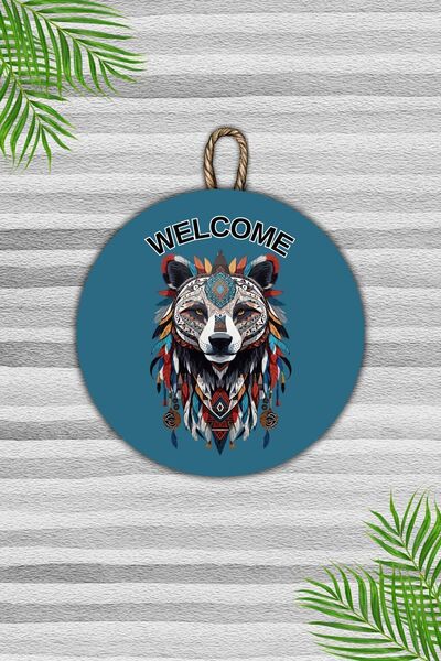 Dormot Home Σύγχρονο Ξύλινο Στολίδι Πόρτας με Μπλε Μοτίβο - Στολίδι Πόρτας εξ...