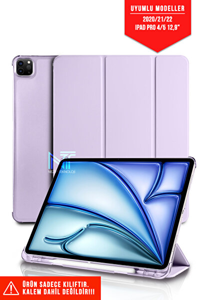 Nezih Case Ipad Pro 4. Nesil 5.nesil 2020/21/22 12.9 Katlanabilir Kalem Bölmeli Smart Standlı Akıllı Kılıf