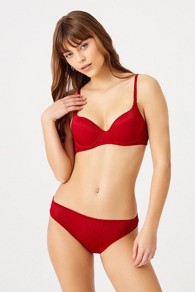 Cansoy Light Supported Honeycomb Patterned Bra Set
