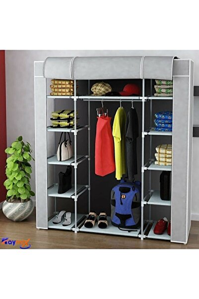 beyazpazar Bez Dolaplar Bez Dolap Plastik Profilli 12 Raf 60cm Askı Portatif Dolap 199Oseri