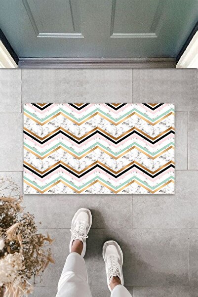 Dormot Home Multi-Purpose Digital Printing White Zigzag Indoor And Outdoor Do...