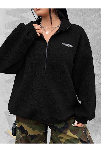 WEARTEX Oversize Plush Sweatshirt - Half Zipper