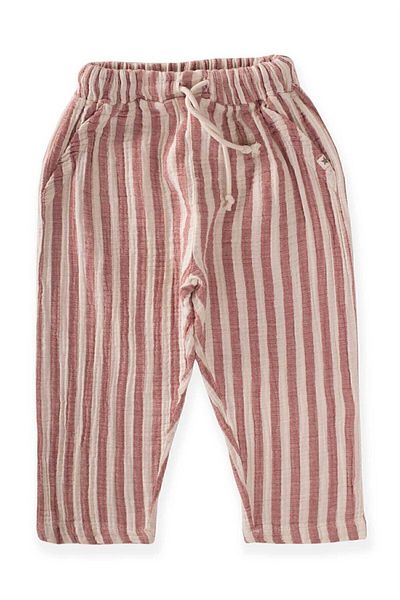 Cigit Muslin Pants 1-7 Years Red Striped