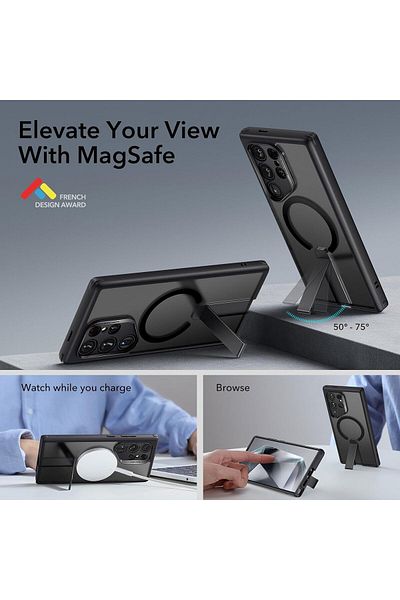 ESR Samsung S24 Ultra Case - Kickstand & MagSafe,3 Stand Modes,Military-Grade Protection,Frosted Black